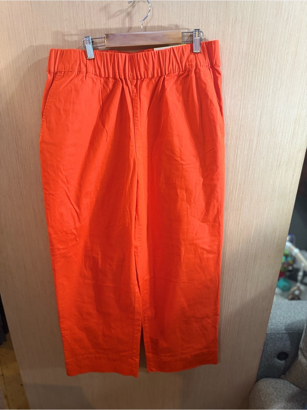 Women’s On 34th Elastic Waist Orange High Rise Straight Pants Size Medium NWT